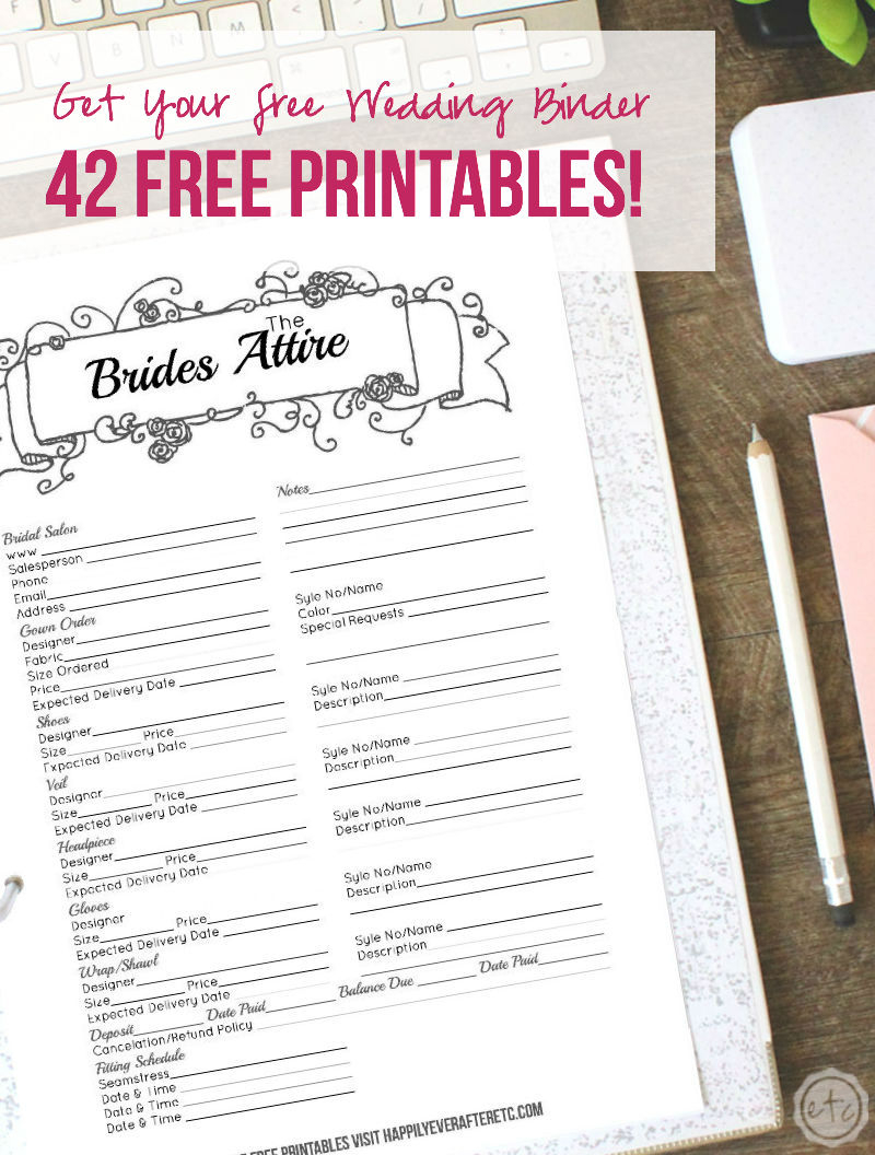 How To Put Together Your Perfect FREE Wedding Binder 42 Free