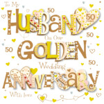 Husband Golden 50th Wedding Anniversary Greeting Card Cards Love Kates