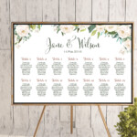 Ivory White Floral Wedding Seating Chart Free Wedding Seating Charts