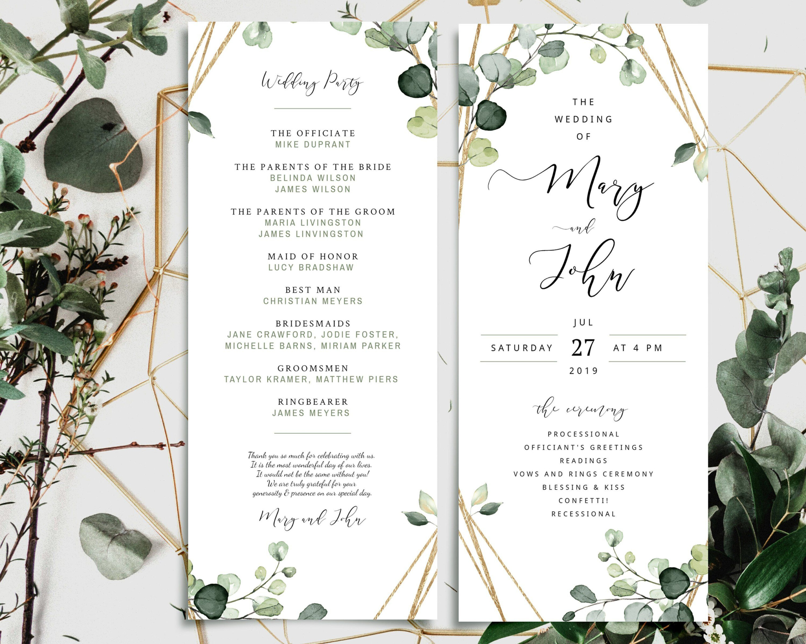 LOVELY DIY Wedding Program Template Individual Design A Complete 