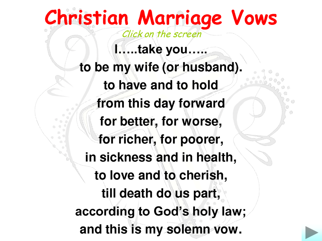 Marriage Vows Christian Wedding Vows Marriage Vows Traditional 