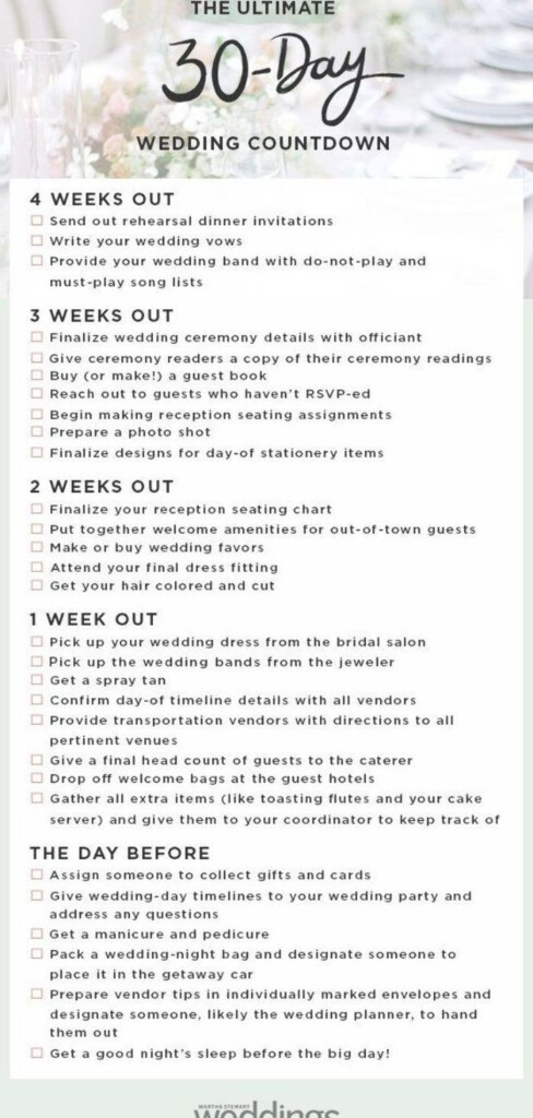 Martha Stewart Weddings Has Created A Printable Checklist For The 