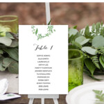 Minimal Green Leaf Wedding Seating Plan Printable Template Instant