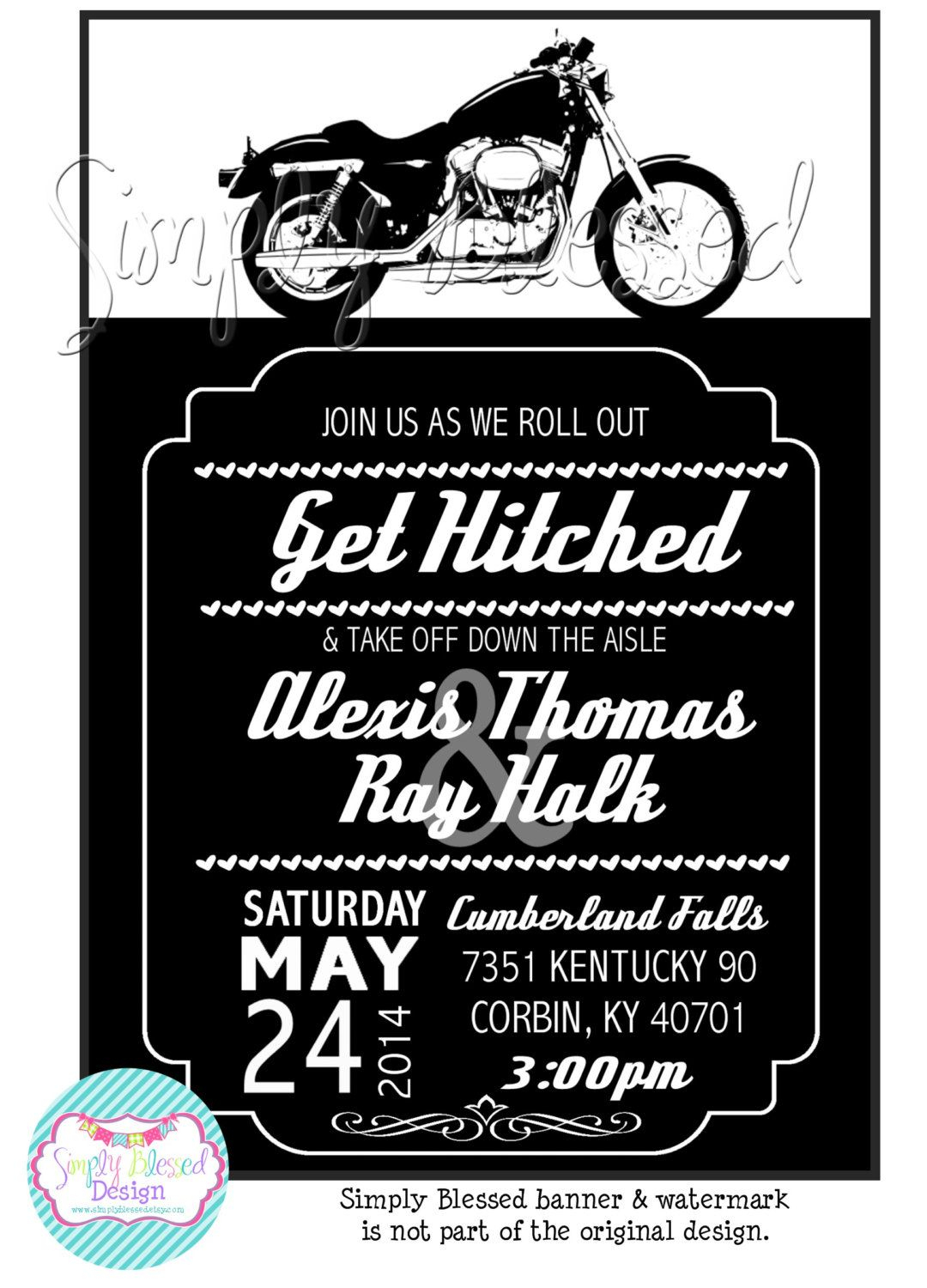 Motorcycle Wedding Invitation DIY By SimplyBlessedDesign 