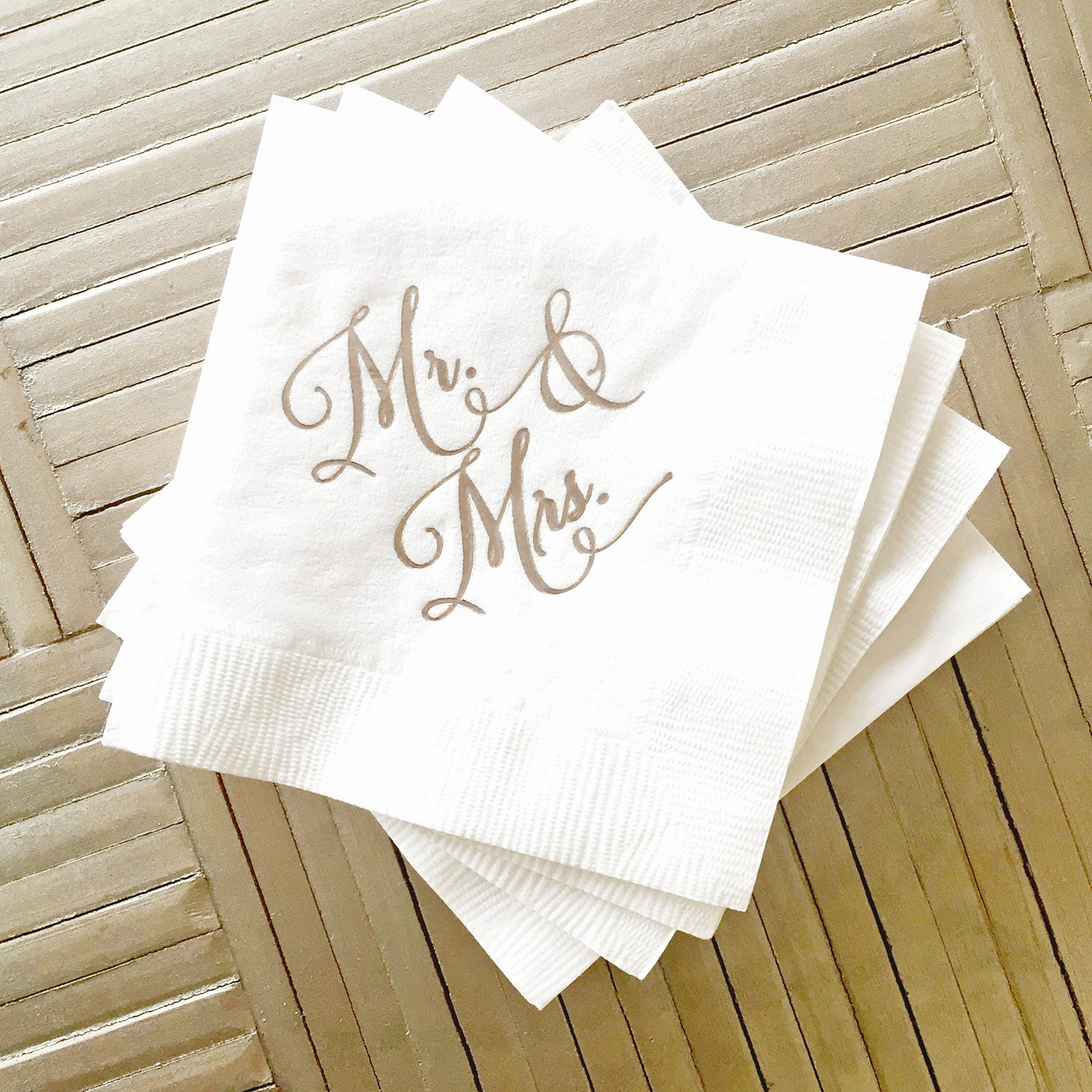 Mr And Mrs Wedding Cocktail Napkins Set Of 25 Printed