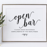 Open Bar Sign Printable Wedding Reception Sign Wedding Etsy