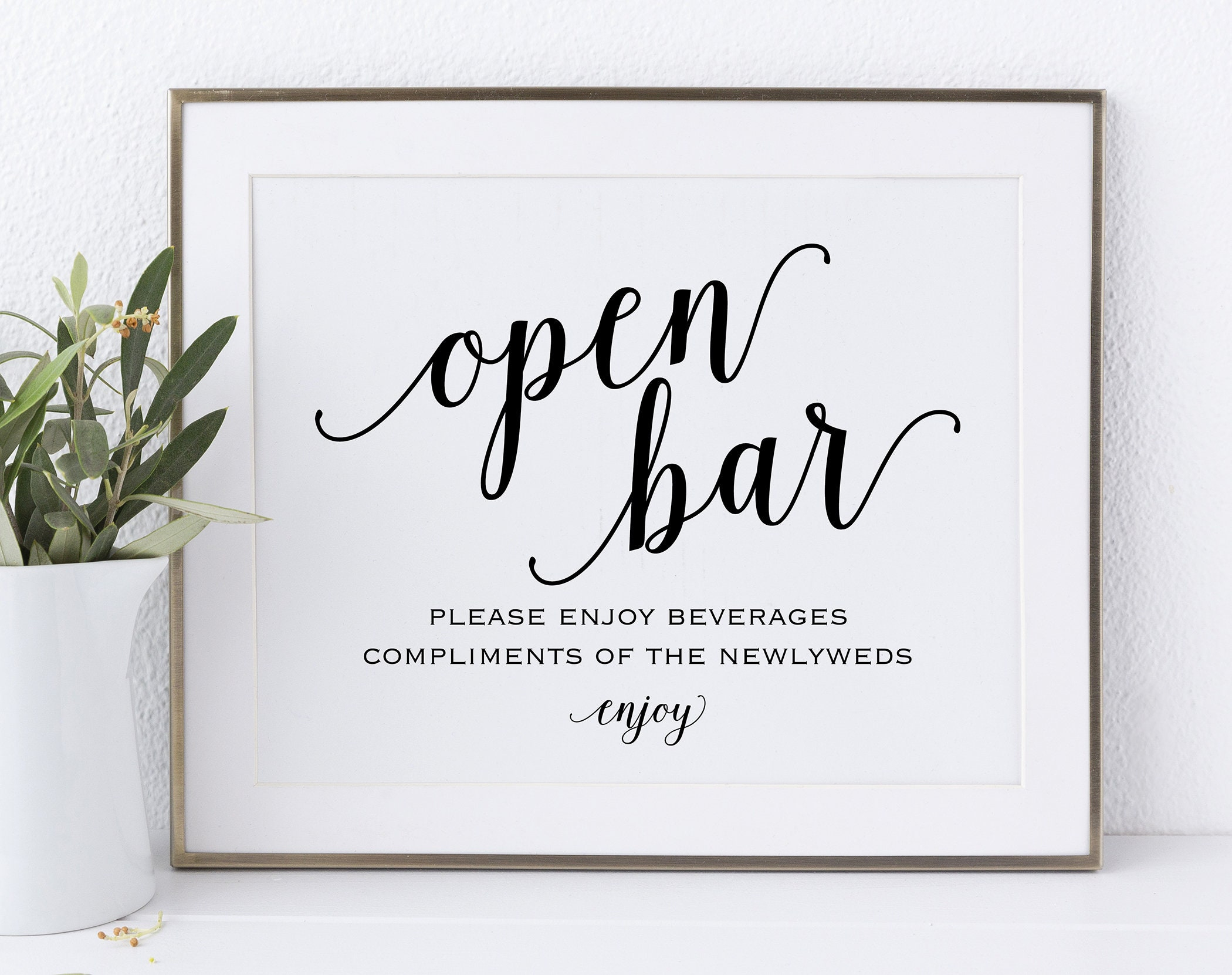 Open Bar Sign Printable Wedding Reception Sign Wedding Etsy