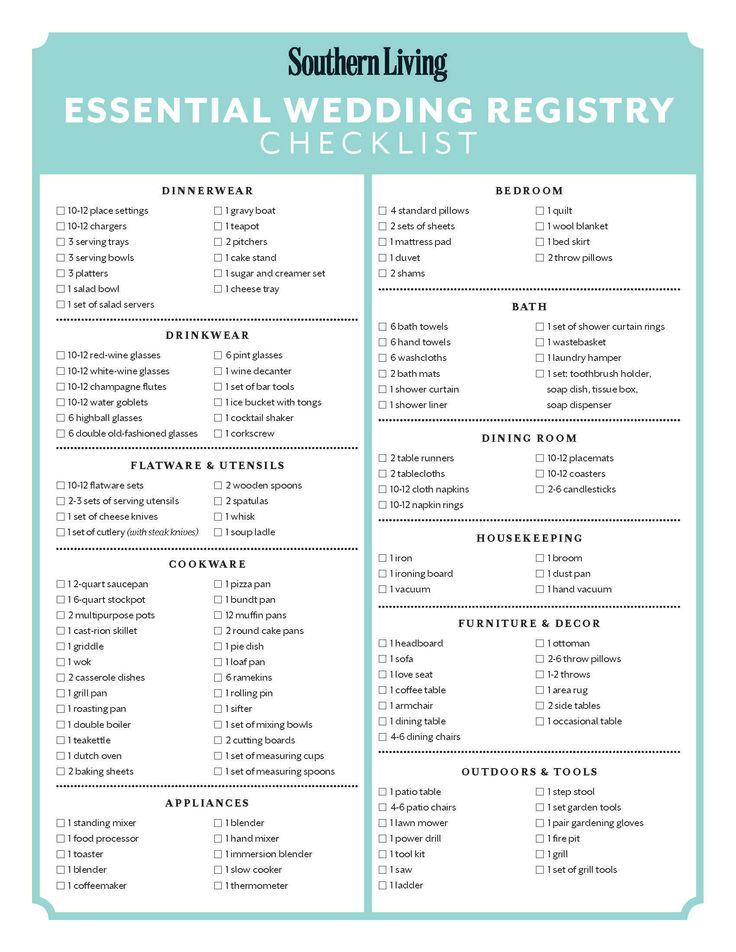 Pin By Southern Living On Weddings Wedding Registry Checklist