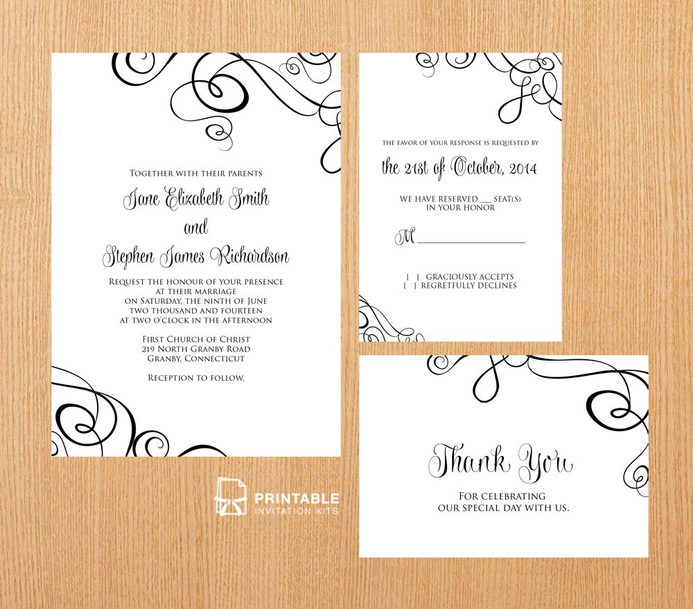 Pin De Printable Invitation Kits Em Wedding Invitation Templates free 