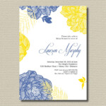 Printable Bridal Shower Invitation Royal Blue And Yellow Retro