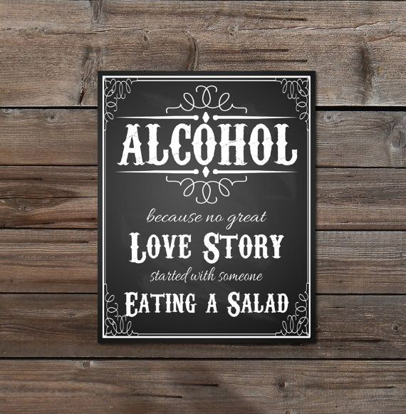 Printable Chalkboard Wedding Sign ALCOHOL Because By TheArtyApples 