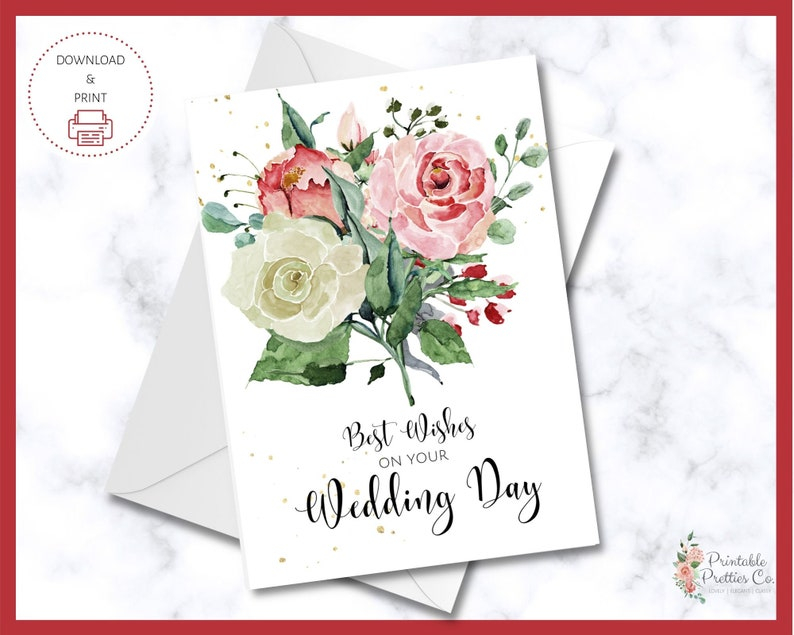 Printable Congratulations Wedding Card Best Wishes For Etsy