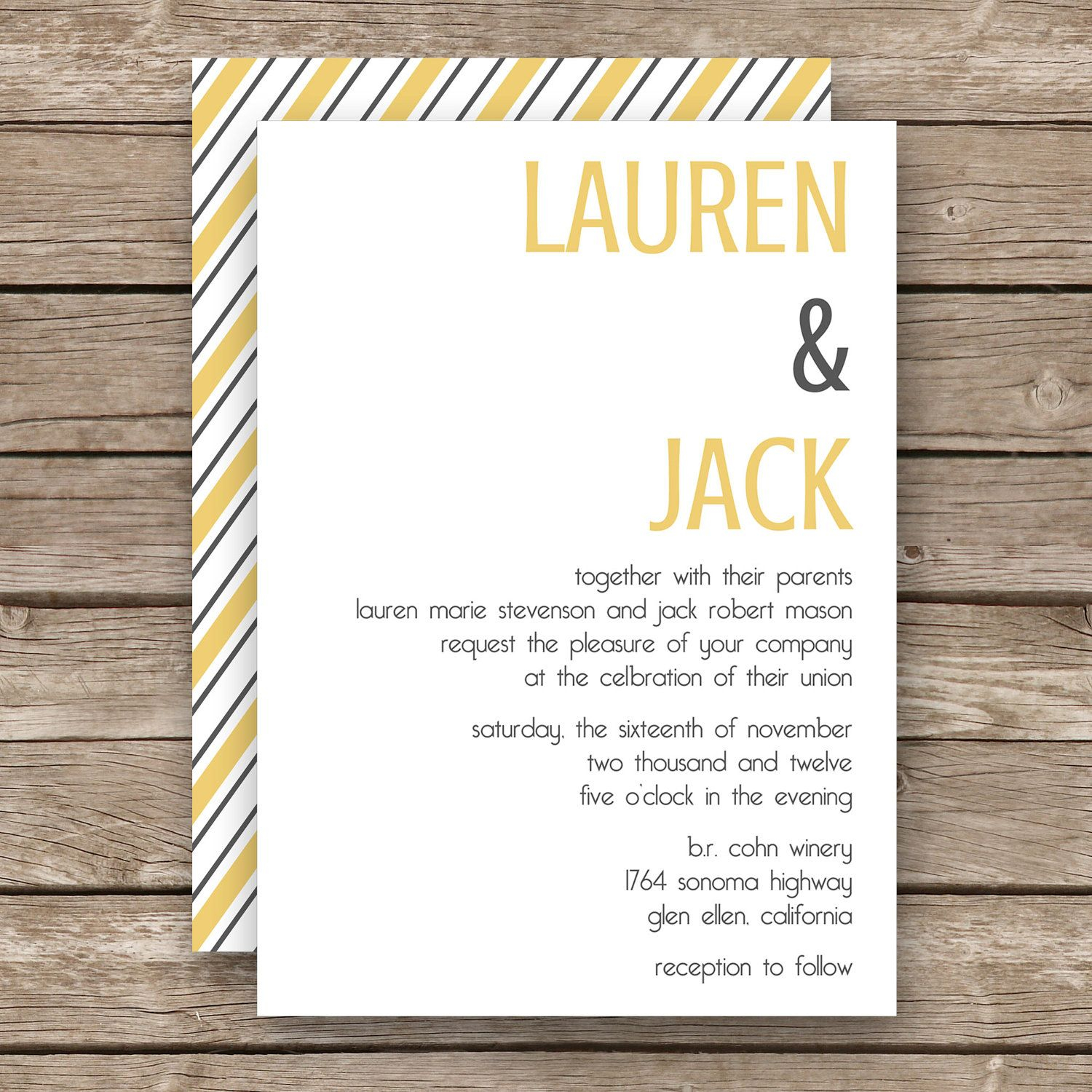 Printable Custom Wedding Invitation 5x7 Colors Text Customizable