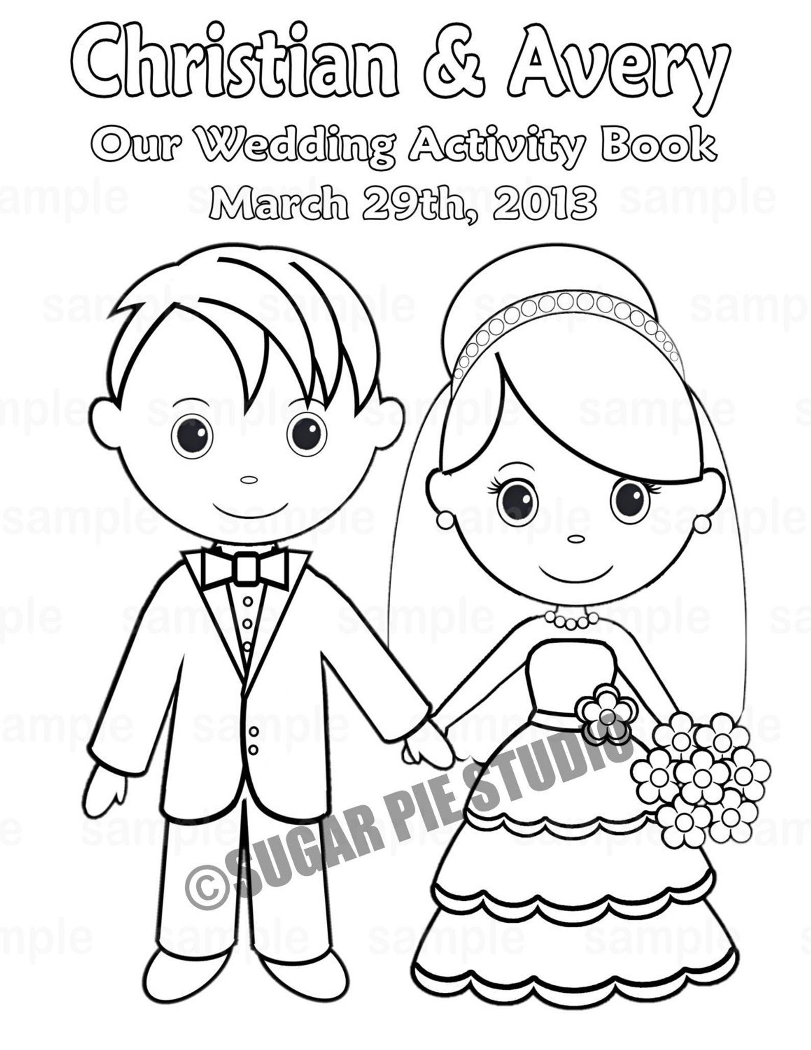 Printable Personalized Wedding Coloring Activity Book Favor Kids 8 5 X 