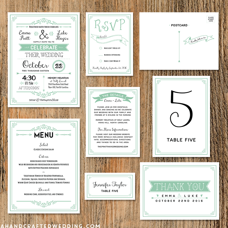 Printable Rustic Mint Wedding Invitation Set Wedding Invitations Diy 