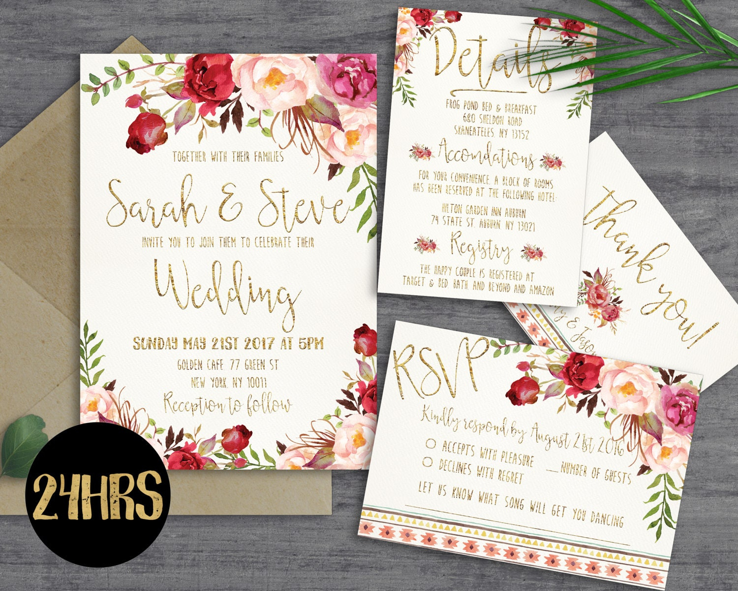 Printable Wedding Invitation Wedding Invitations Set Etsy