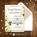 Printable Wedding Invitation White Roses Vintage Weddings Etsy