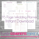 Printable Wedding Planner 95 Pages Instant Download Kit