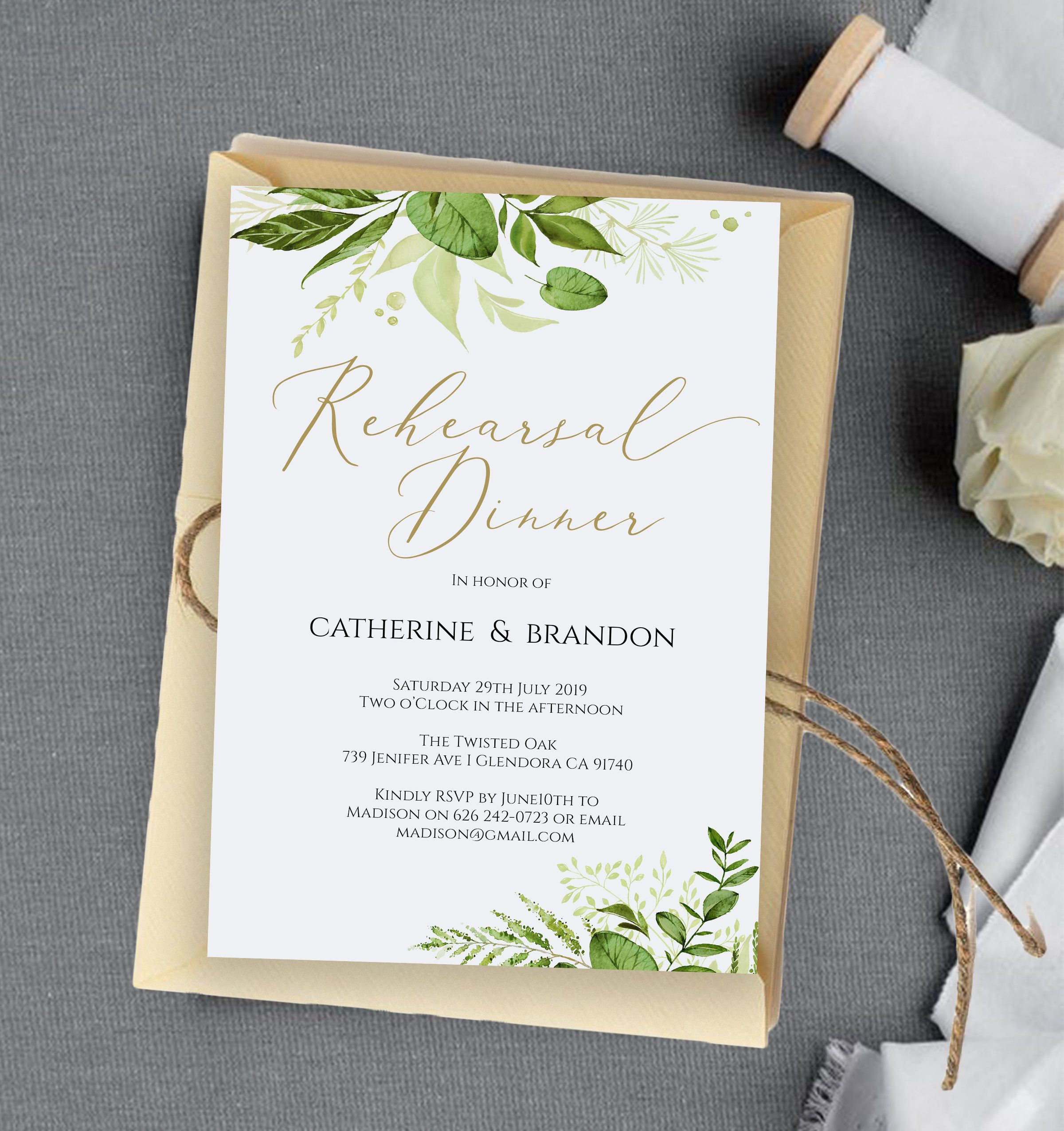 PRINTABLE Wedding Rehearsal Dinner Invitation Template Printable 