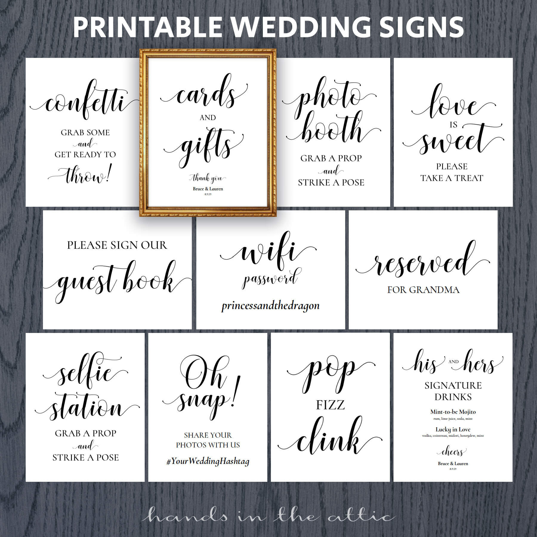 Printable Wedding Signs Bundle Hands In The Attic