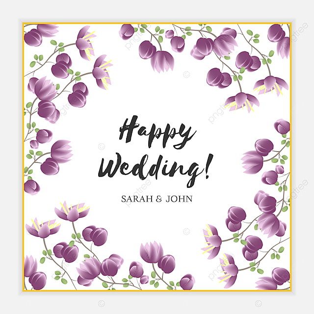 Purple Floral Happy Wedding Gift Card Template For Free Download On Pngtree