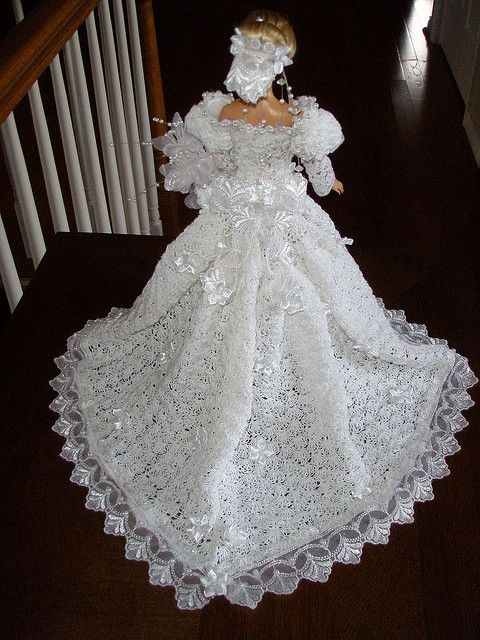 Quoteko Barbie Wedding Dress Crochet Doll Dress Crochet Wedding