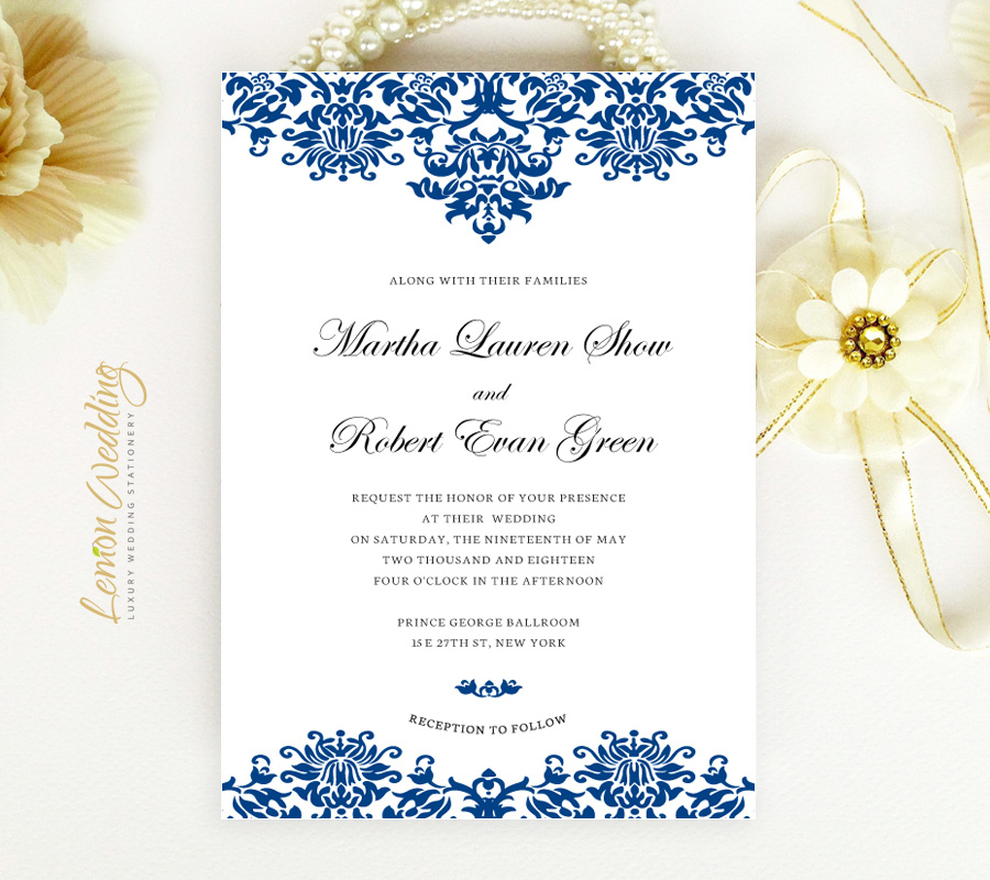 Royal Blue Wedding Invitations LemonWedding