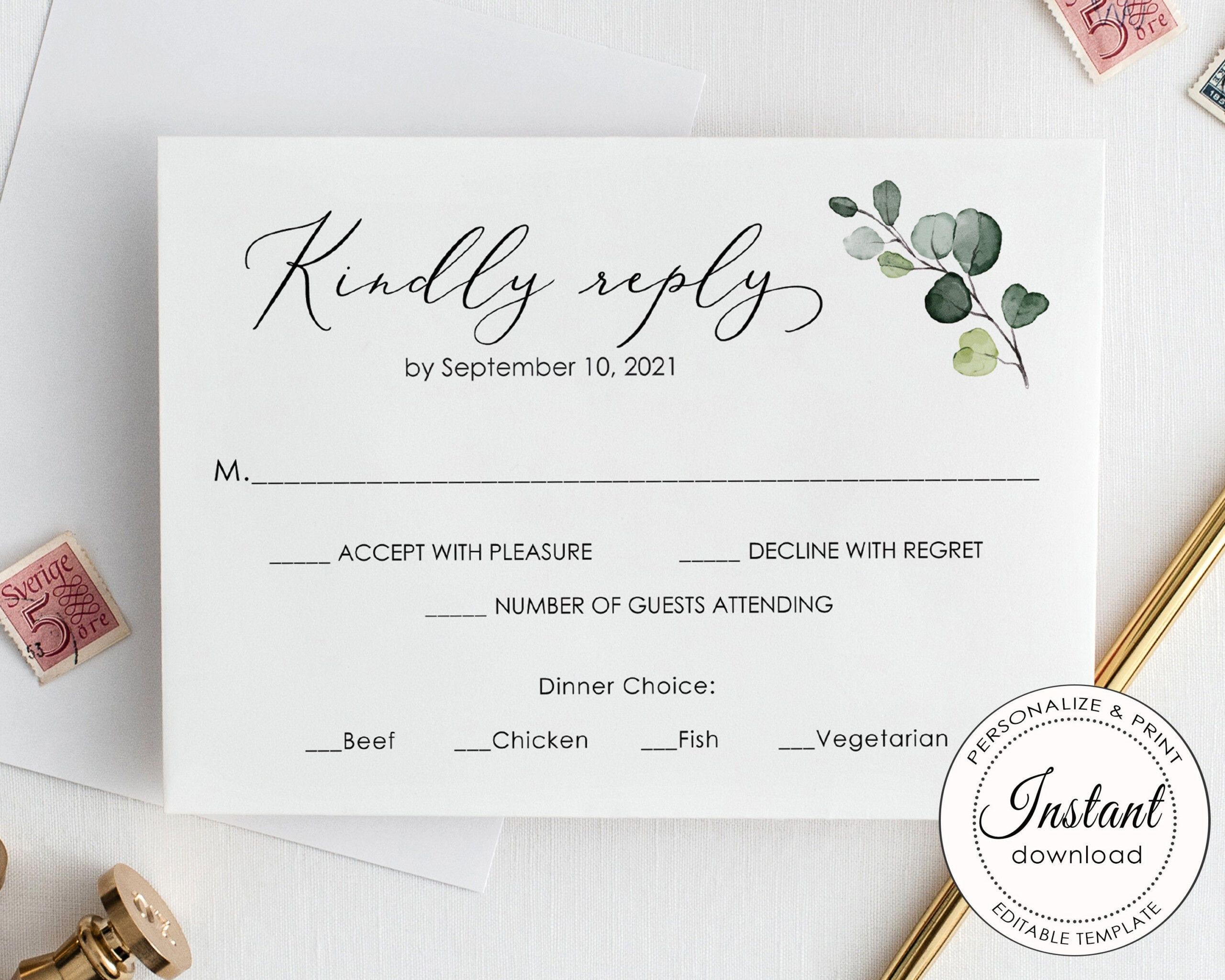 RSVP Card Template PDF Wedding Response Cards Printable Wedding Rsvp 