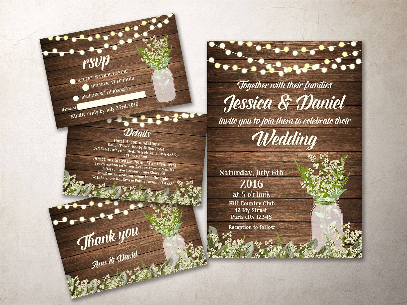 Rustic Wedding Invitation Kit Printable Barn Wedding