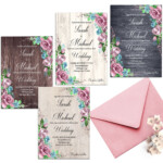 Rustic Wedding Invitation Printable Set Dusty Blue Blush Pink Rose