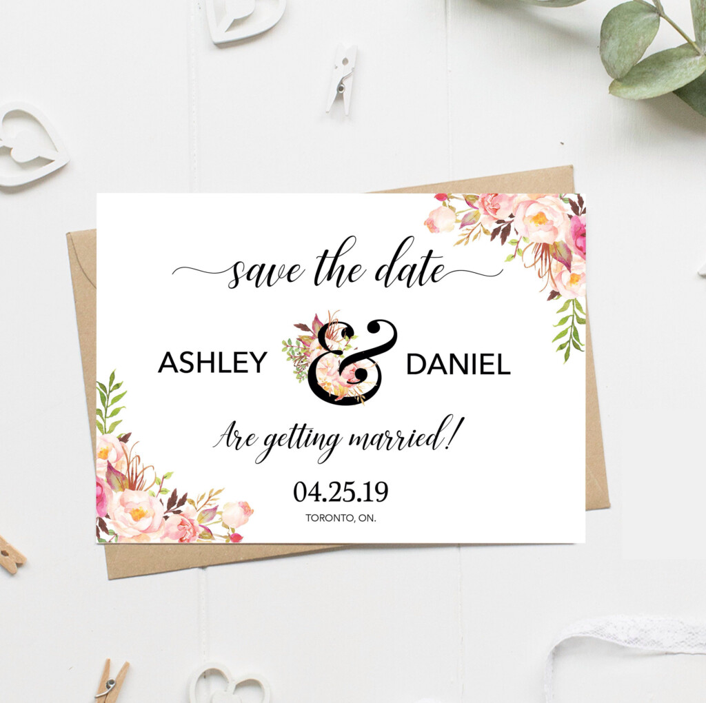 Save The Date Card Floral Boho Save The Date Spring Printed Save 