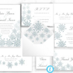 Snowflake Wedding Invitation Template Winter Wedding Invite Printable