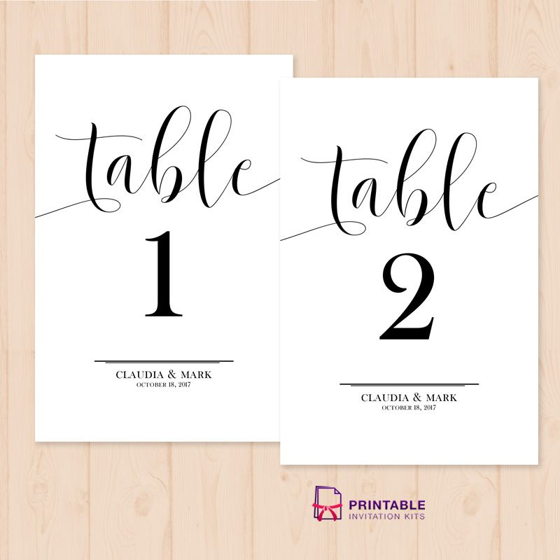 Table Numbers Printable PDF Template Wedding Invitation T Wedding