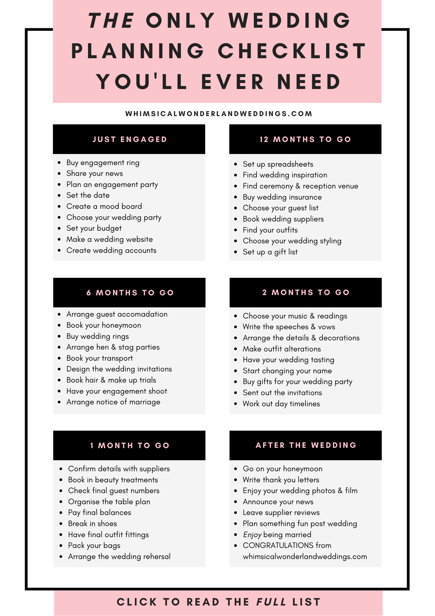 The COMPLETE Wedding Checklist Timeline Planning Printable Wedding 