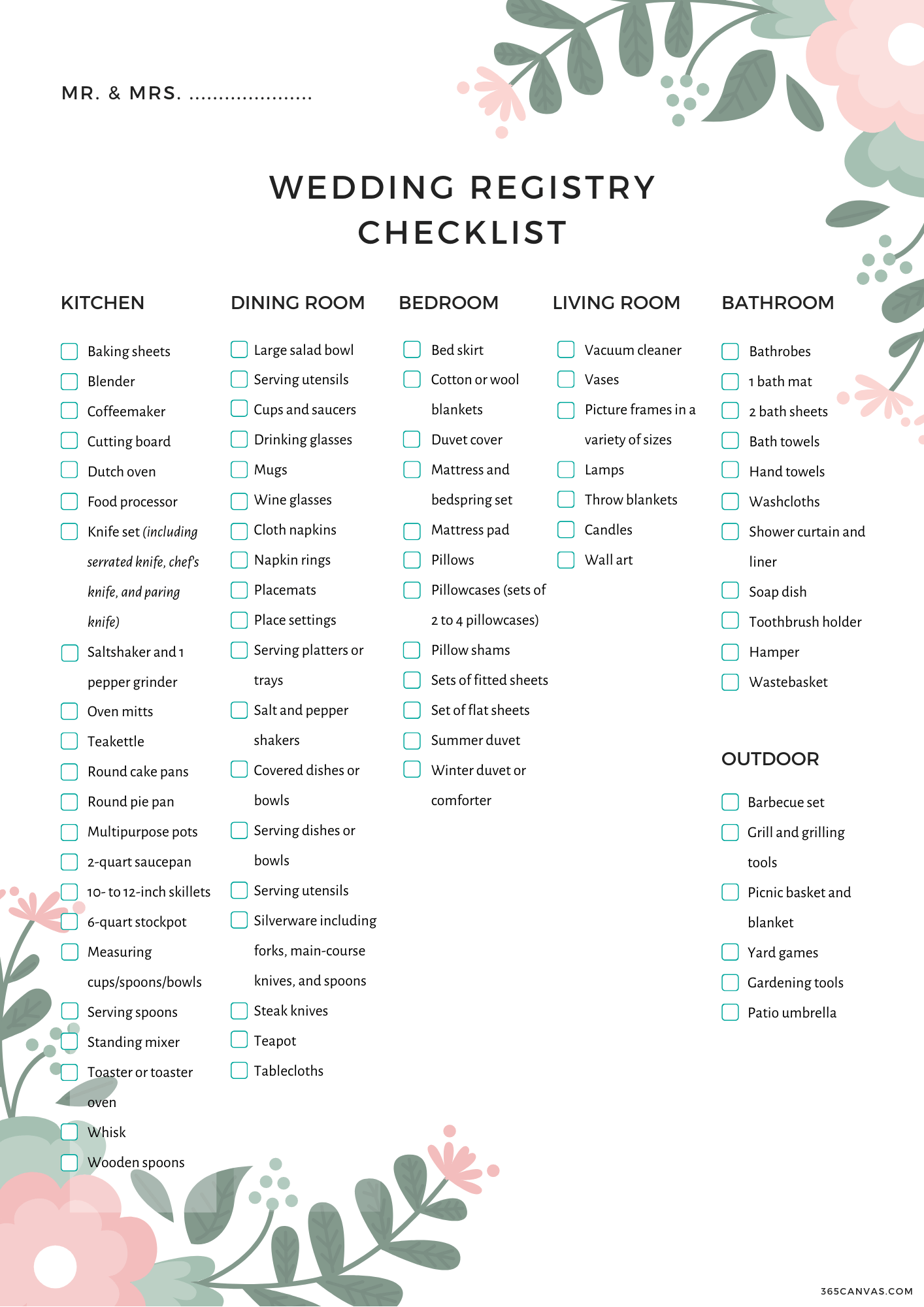 The Complete Wedding Registry Checklist Free Printable For Couples