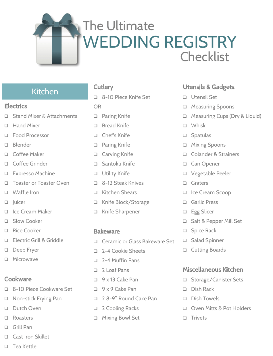 The Ultimate Wedding Registry Checklist Template Download Printable PDF 