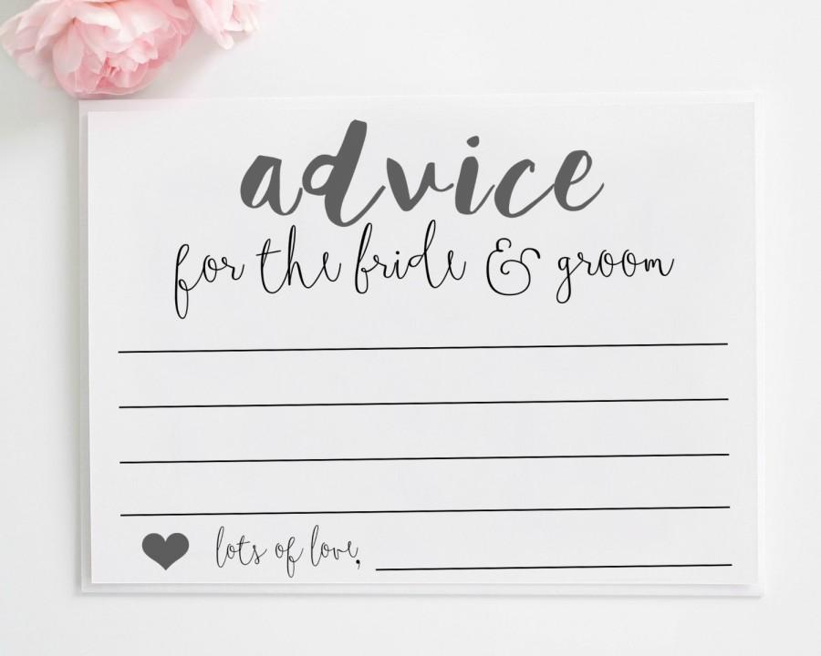 Wedding Advice Cards Printable Advice For The Bride And Groom 