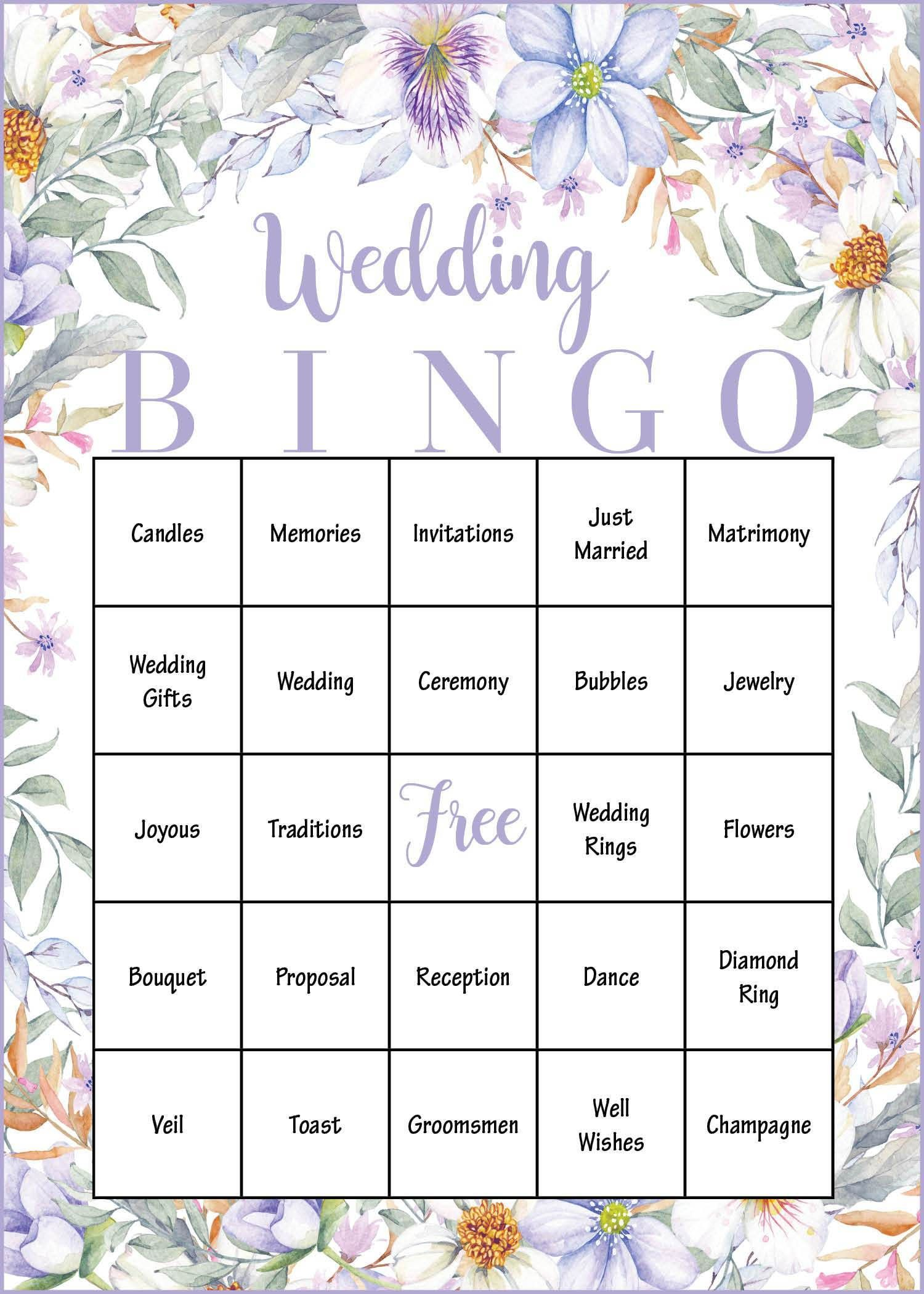 Wedding Bingo Cards PRINTABLE DOWNLOAD Prefilled Wedding Shower 