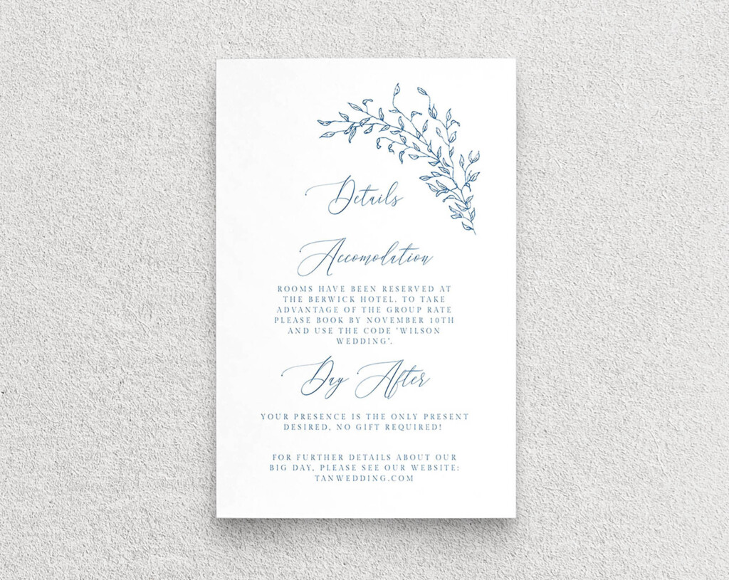 Wedding Invitation Details Card Template 4x6 Edit Etsy