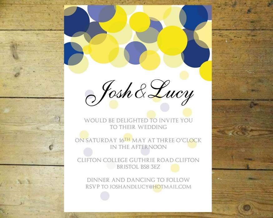 Wedding Invitation Template Beautiful Lights Navy Blue And Yellow 