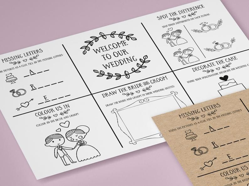 Wedding Kids Activity Pack Wedding Colouring Book Printable Etsy 