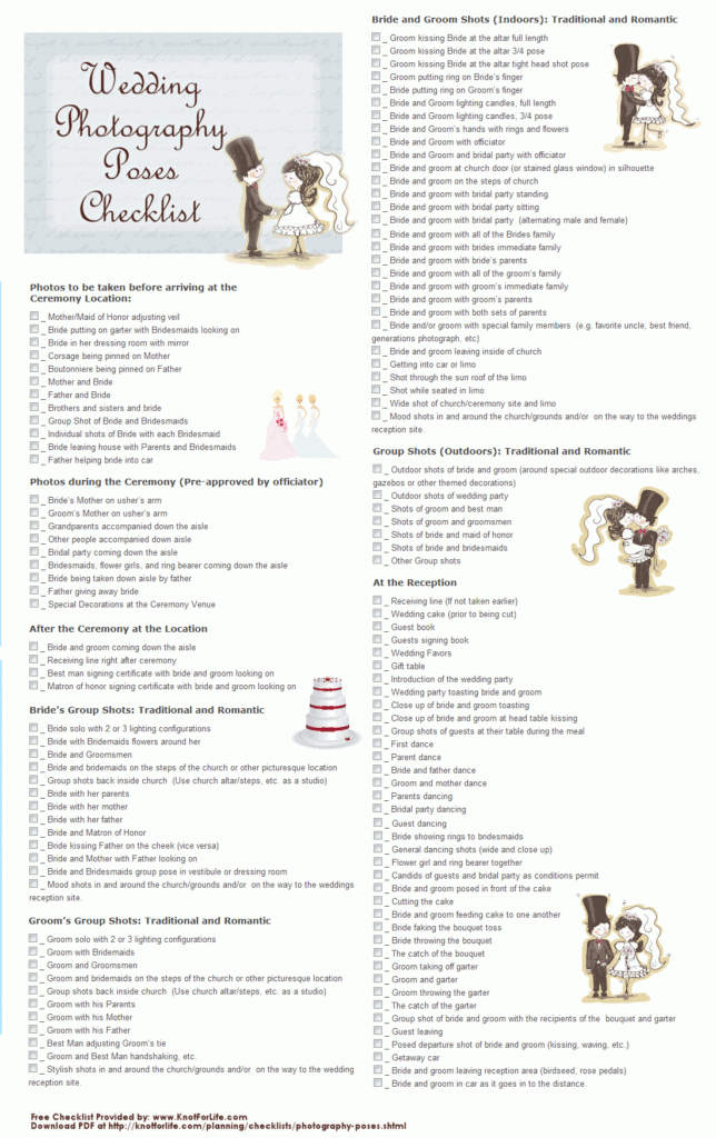 Wedding Photography Checklists MODwedding