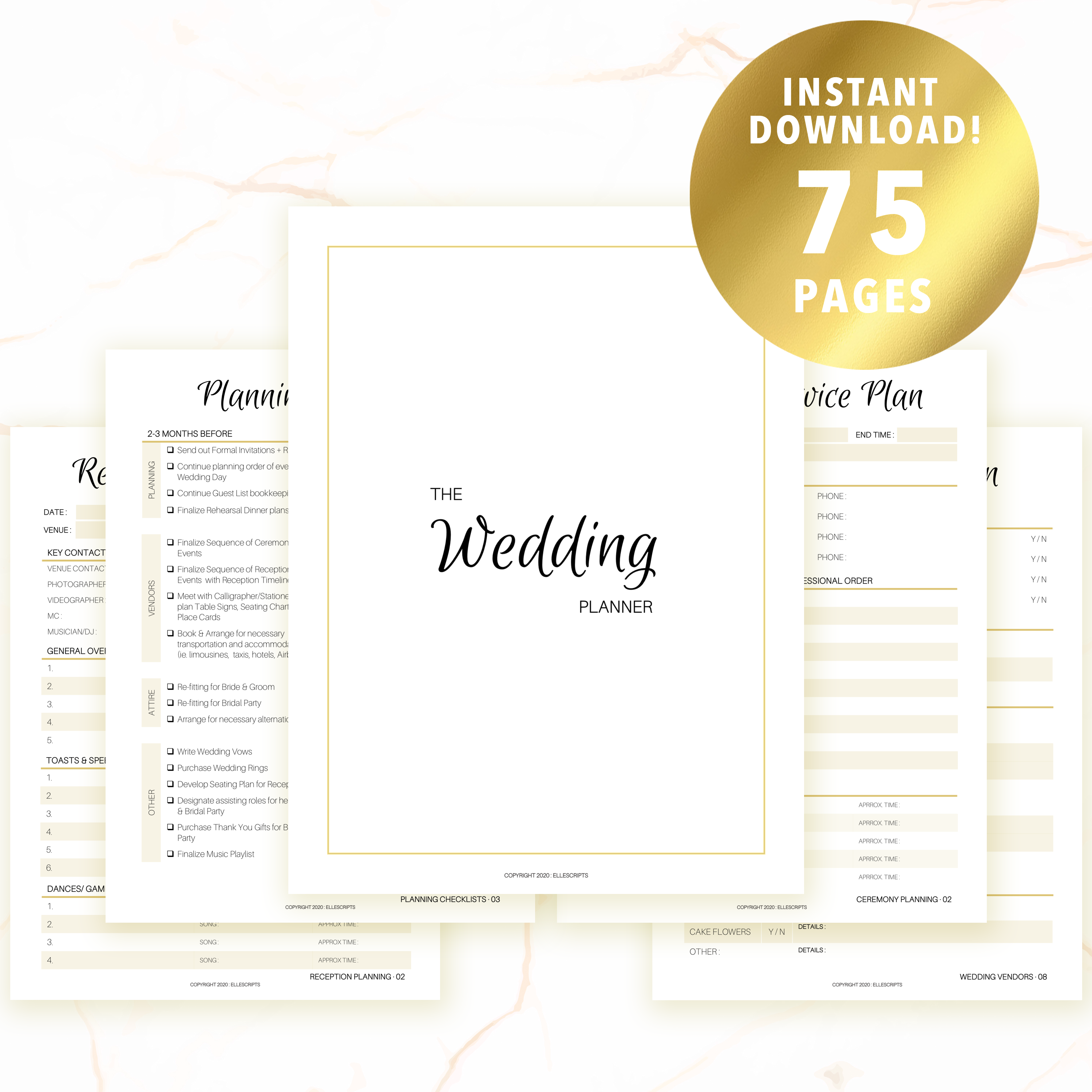 Wedding Planner Instantly Downloadable Wedding Planning Printable