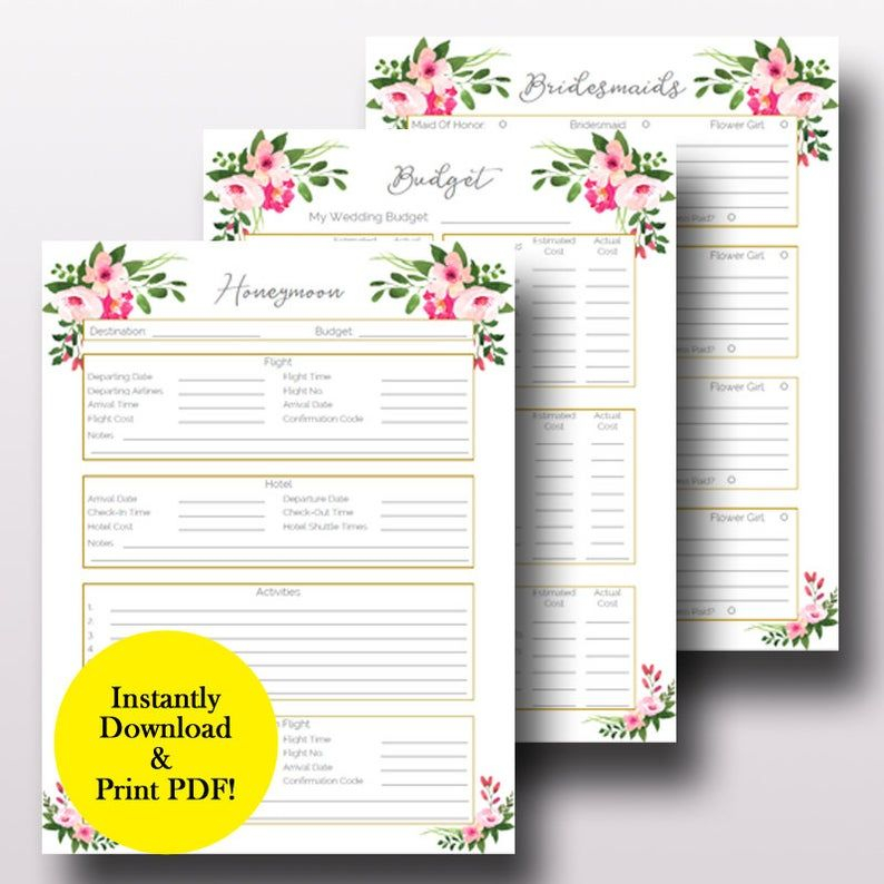 Wedding Planner Printable Wedding Planning Pages Do It Etsy Wedding 