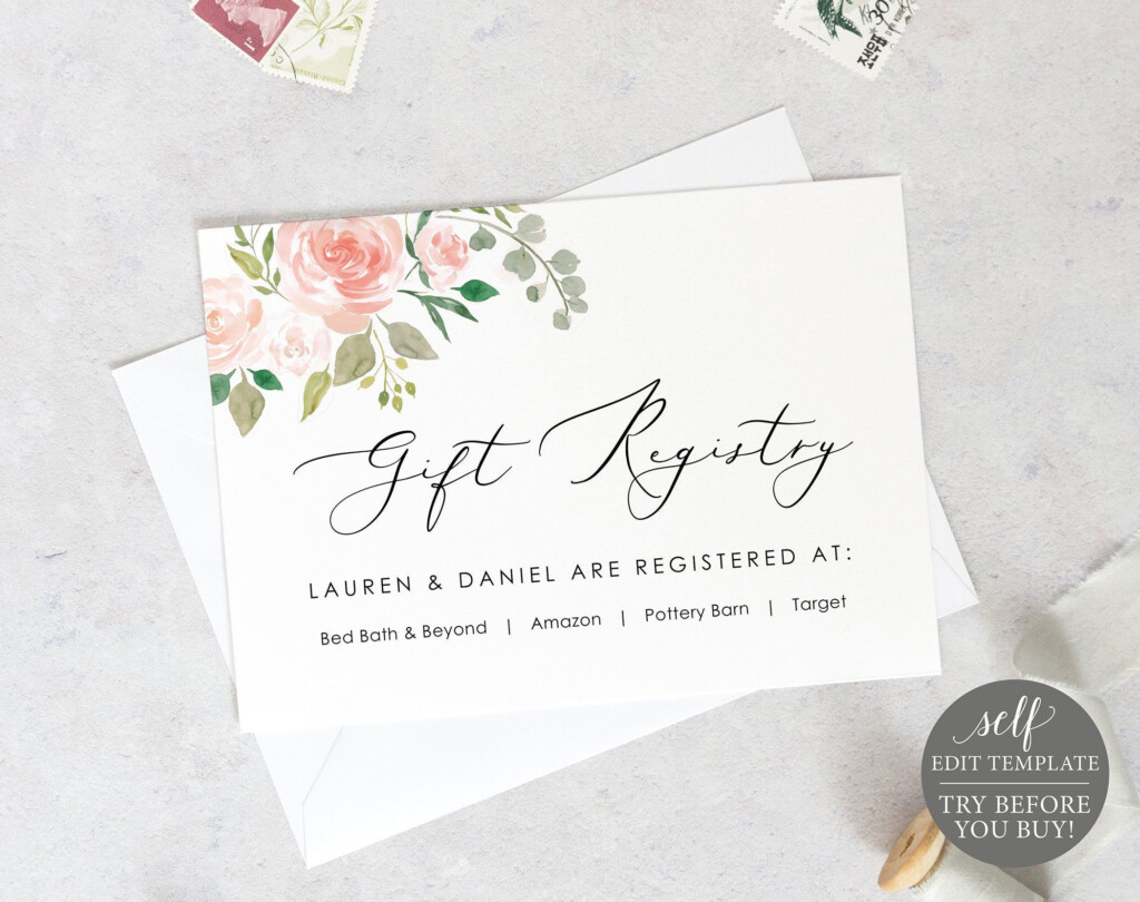 Wedding Registry Card Template TRY BEFORE You BUY Blush Etsy 