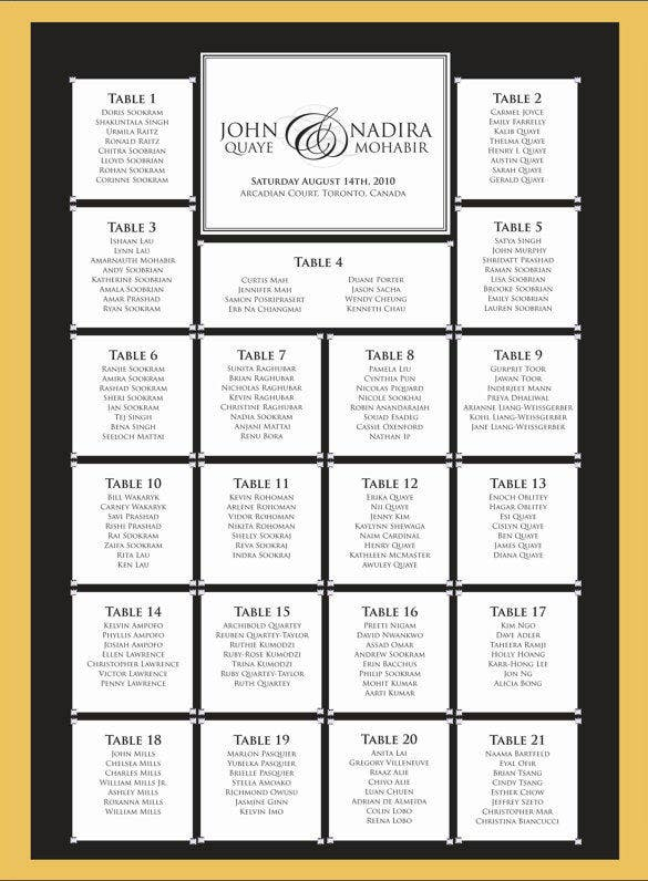 Wedding Seating Chart Template 15 Free Sample Example Format 