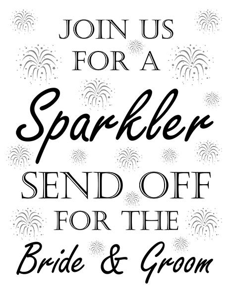 Wedding Sparkler Sign For Send Offs Free Printable Perfect For