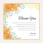 Wedding Thank You Card With Watercolor Flower Ornament Template For