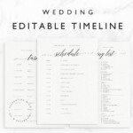 Wedding Timeline Template Minimal Bridal Wedding Day Etsy Wedding