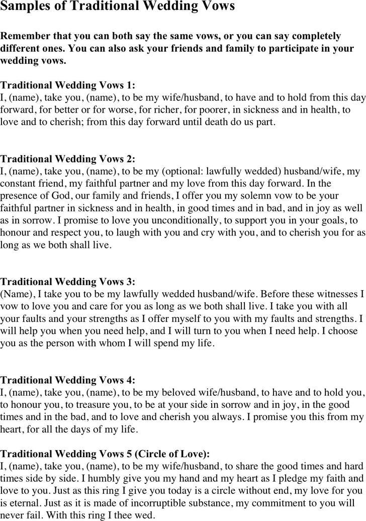 Wedding Vows Samples Template Free Download Speedy Template